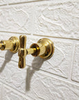 Unlacquered Brass Wall Mount Faucet With Curved Spout