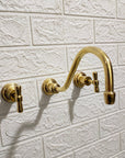 Unlacquered Brass Wall Mount Faucet With Curved Spout