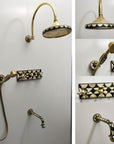 Unlacquered Brass Shower System, Brass and Resin Decoration