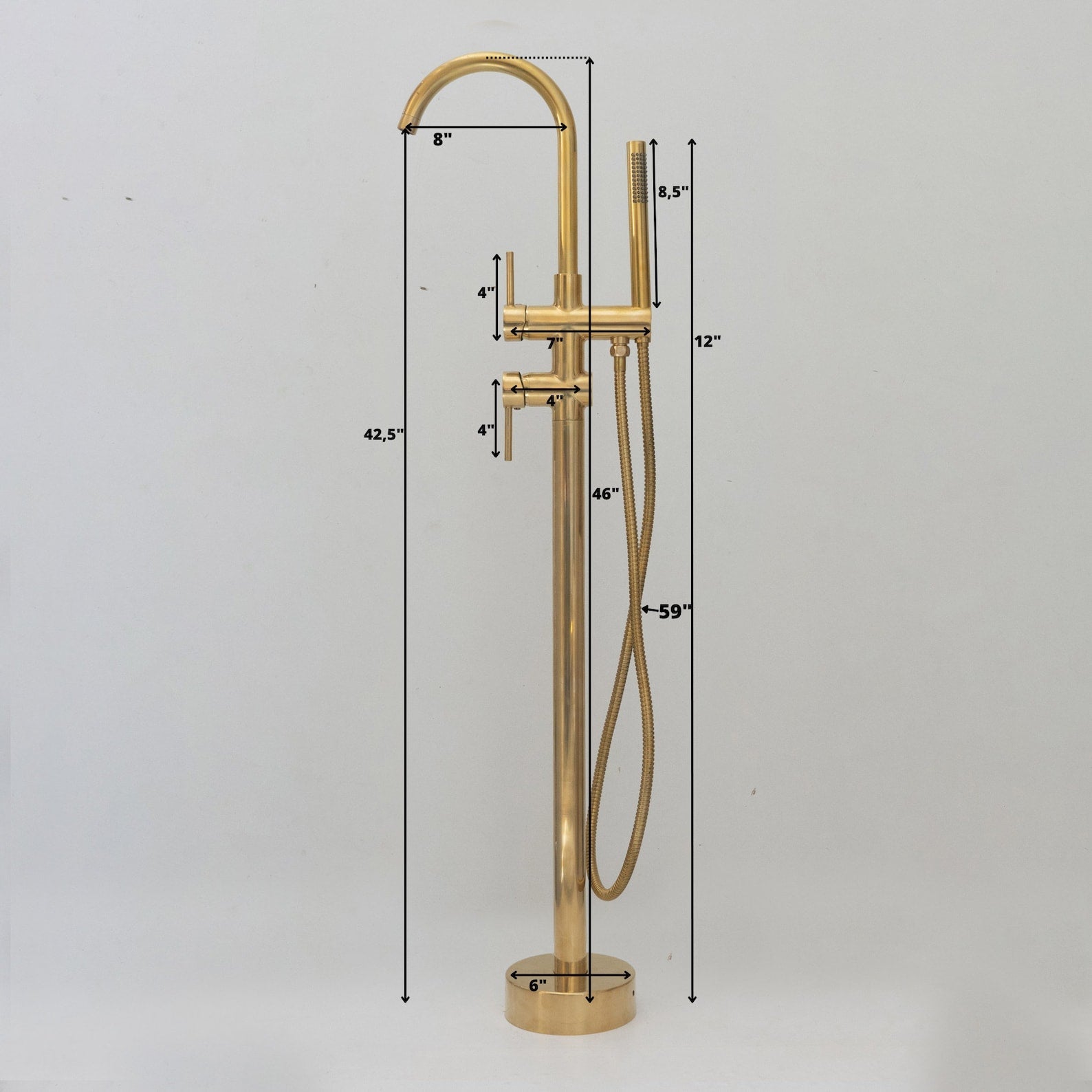 Unlacquered Brass Tub Filler Free Standing