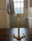 Unlacquered Brass Gooseneck Faucet , Single Hole Kitchen Faucet