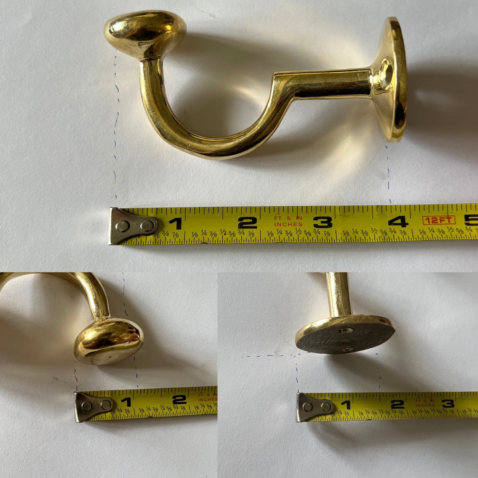 Unlacquered Brass Hooks, Solid Brass &quot;S&quot; Hook