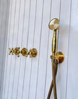 Solid Brass Shower Head and Handheld Set, Round Shower Head with High Pressure