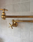 Vintage Unlacquered Brass Pot Filler Faucet for Timeless Kitchens