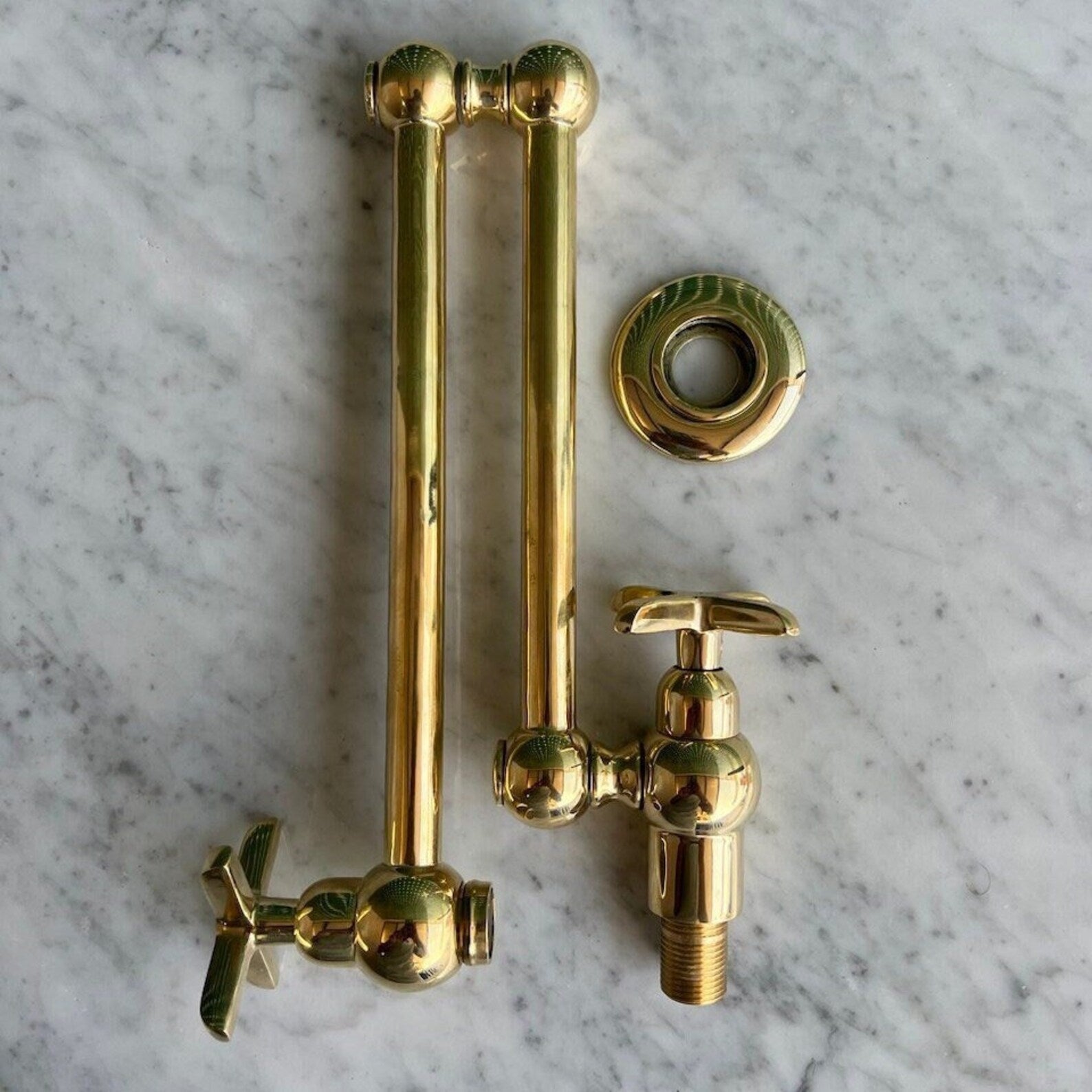 Elegant Unlacquered Brass Pot Filler for a Timeless Kitchen Touch