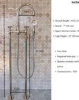 Nickel bathtub Faucet Floor Mount Bathtub Faucet, Tub Filler Faucet with Two Handles And Hand Shower