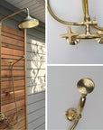 Unlacquered Brass Outdoor Shower with HandHeld