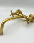 Unlacquered Brass Wall-mounted Faucet, Solid Brass Bathroom Faucet