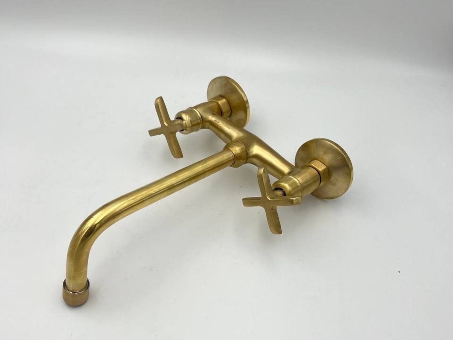 Unlacquered Brass Wall-mounted Faucet, Solid Brass Bathroom Faucet