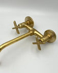 Unlacquered Brass Wall-mounted Faucet, Solid Brass Bathroom Faucet