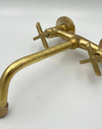 Unlacquered Brass Wall-mounted Faucet, Solid Brass Bathroom Faucet