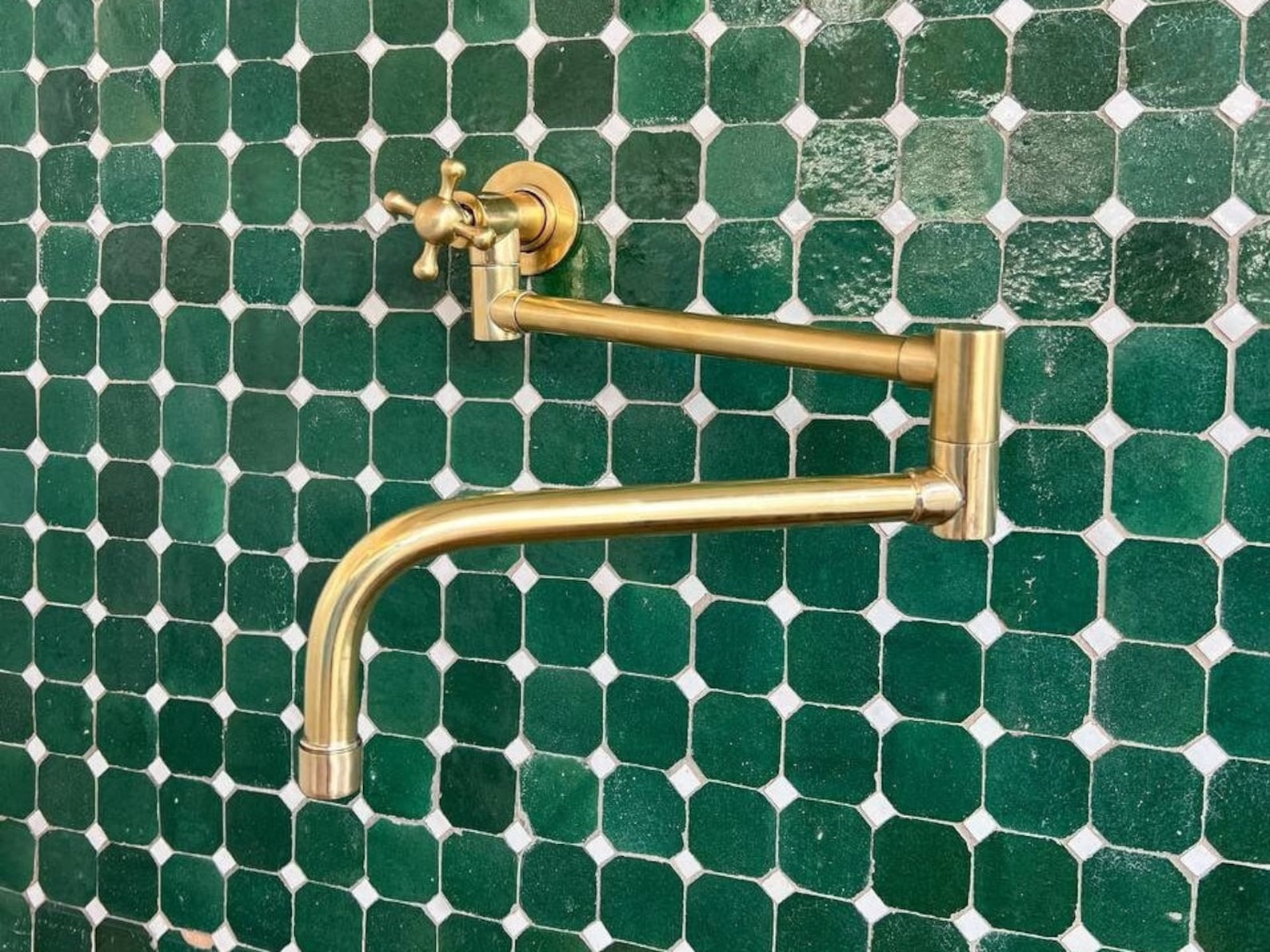 Elegant Unlacquered Brass Pot Filler for a Timeless Kitchen Look