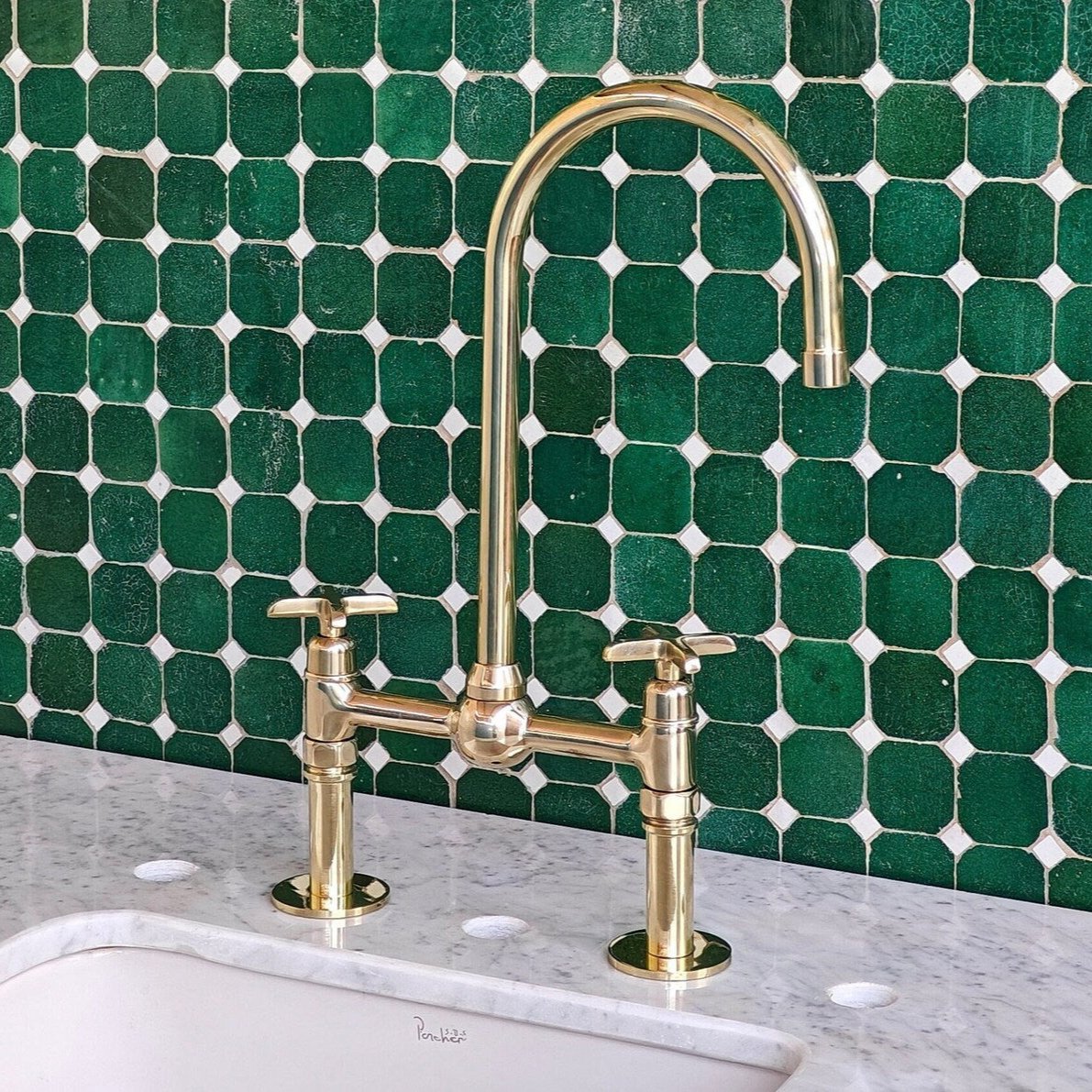 Unlacquered Brass Kitchen Faucet Combo