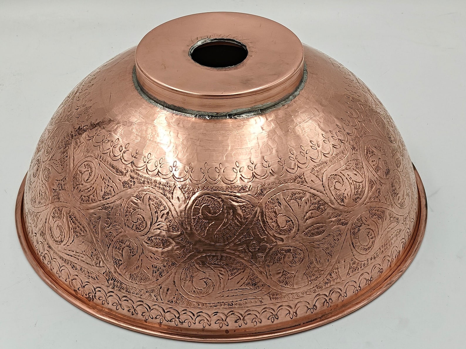 Engraved copper bathroom sink