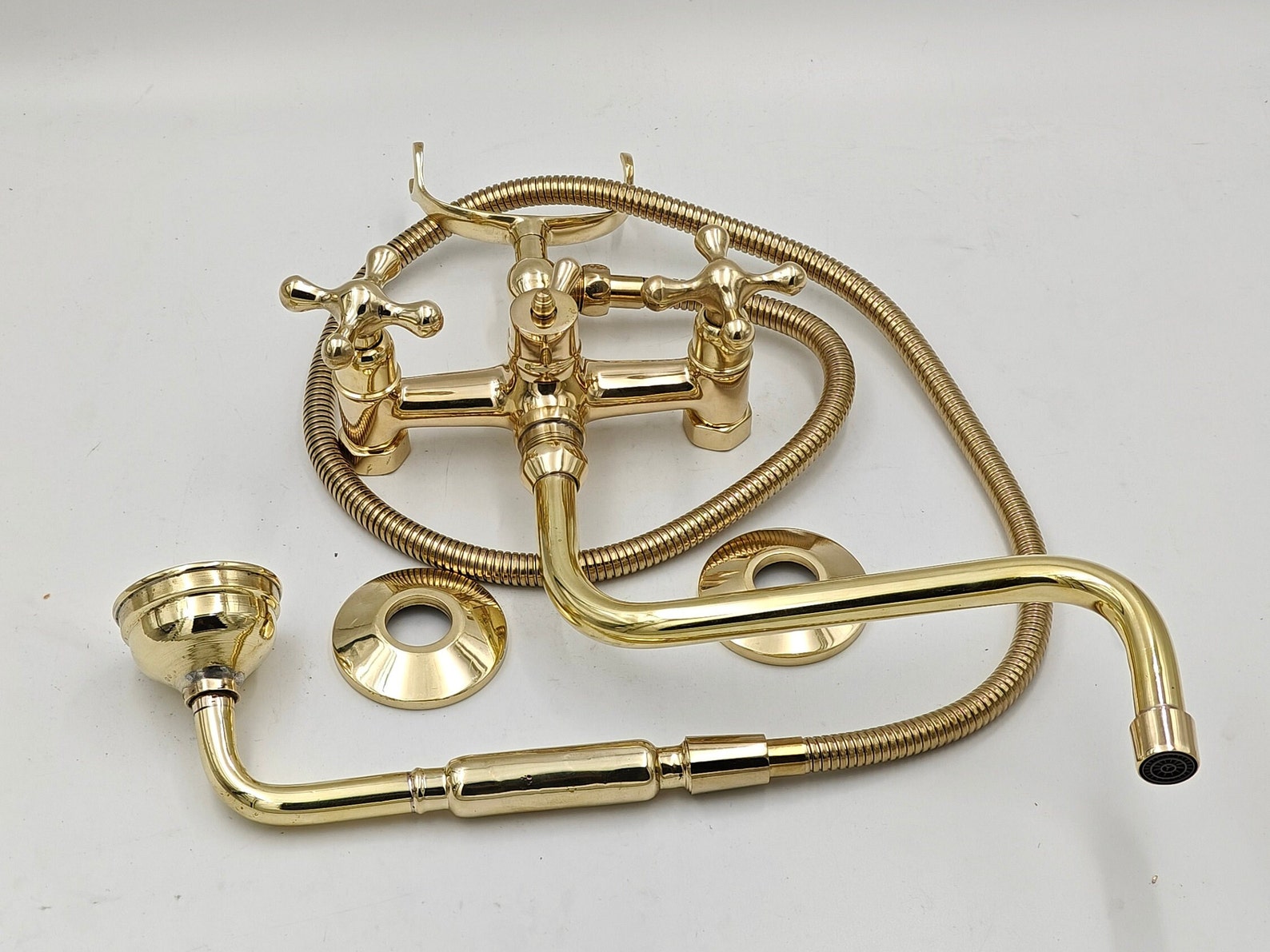 Unlacquered Brass Tub Filler With Long Spout