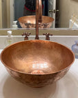 Engraved copper bathroom sink