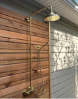 Unlacquered Brass Outdoor Shower with HandHeld