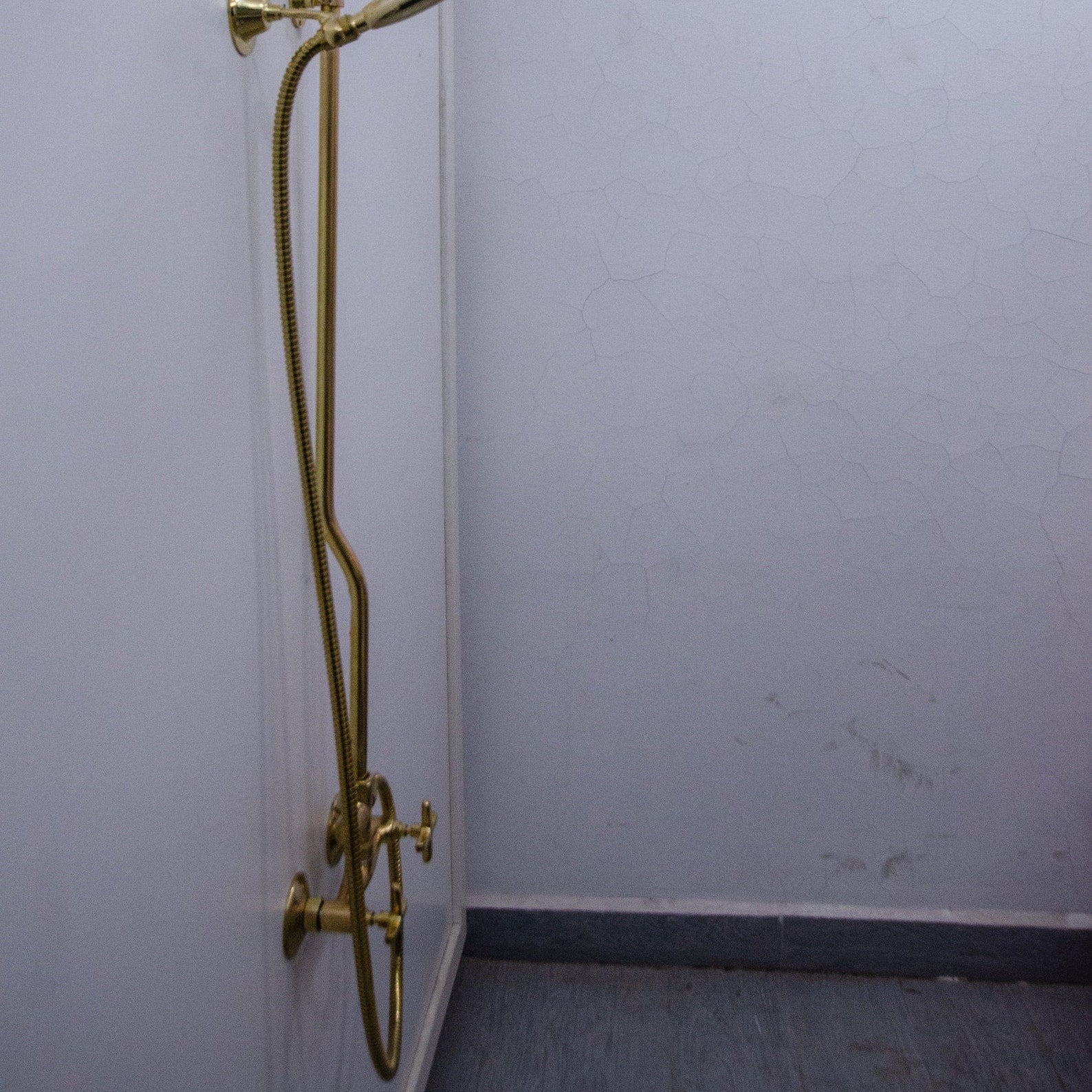 Unlacquered Brass Exposed Shower with HandHeld