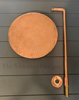 Unlacquered Solid copper Round Shower Head, copper Arm Extension - BRASSMA