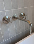 Nickel Wall-Mount Tub Faucet, Nickel Wall Mounted Faucet, Solid Brass Bathroom Faucet