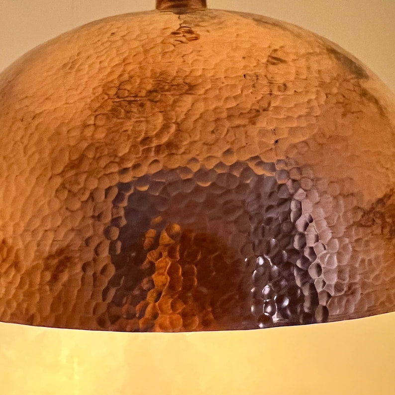 Hammered Solid Copper Pendant Light, Dome Ceiling Light