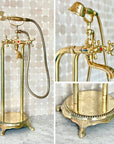 Unlacquered Brass FLoor Mounted Tub Filler