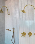 Solid Brass Shower Head and Handheld Set, Round Shower Head with High Pressure