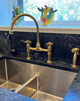 Natural Brass Faucet Kitchen With Special Butterfly Handles