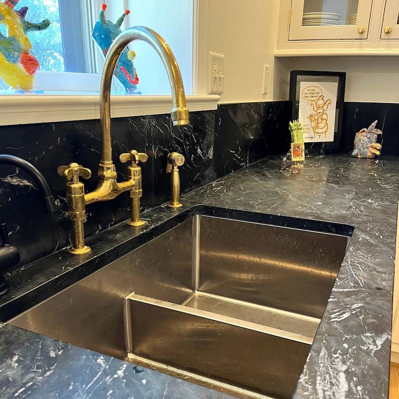 Natural Brass Faucet Kitchen With Special Butterfly Handles