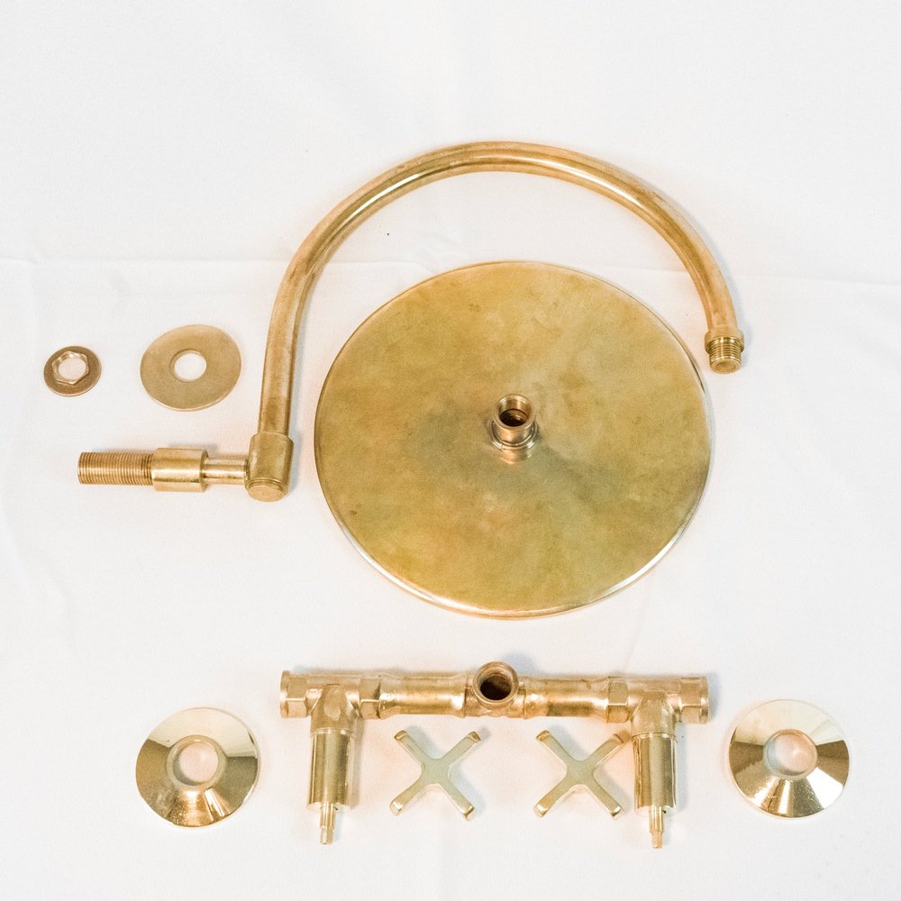 Rainfall Brass Shower System With Victorian Arm