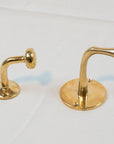 Set of Handcrafted Unlacquered Brass Hooks For Wall