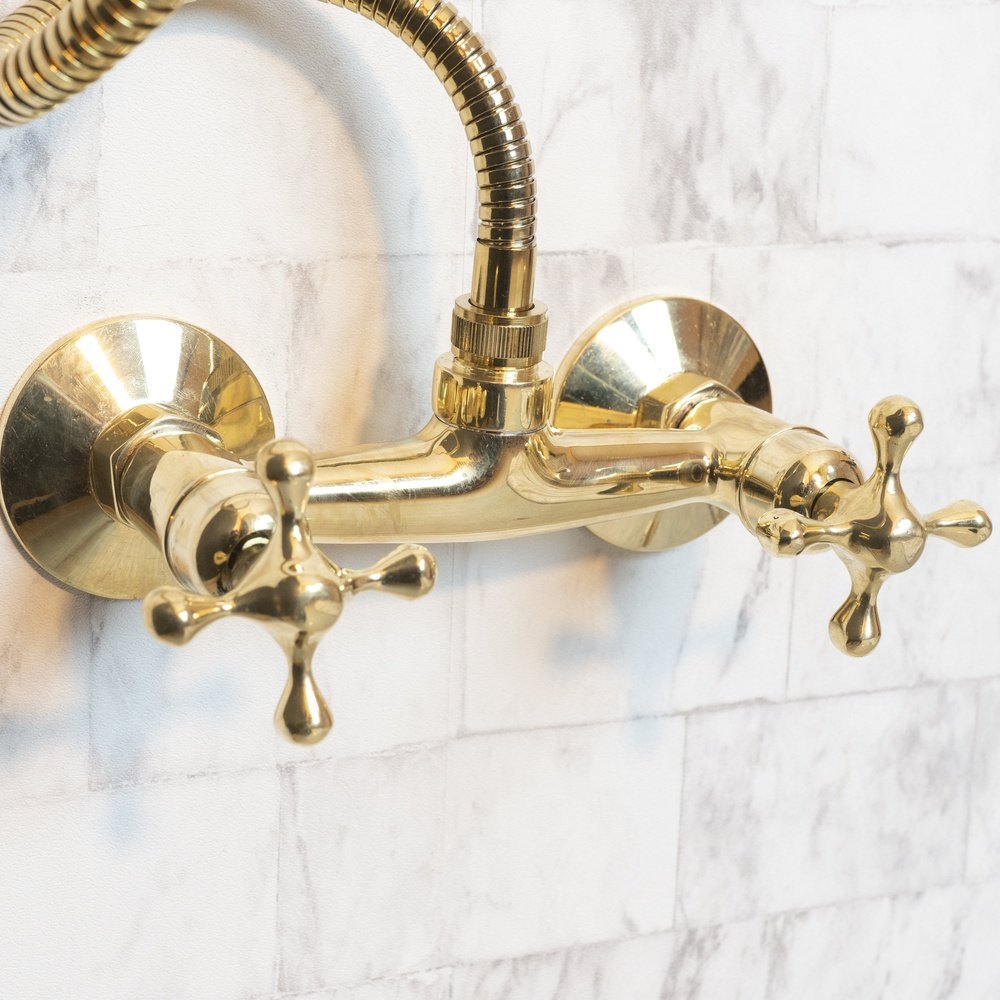 Solid Brass Shower System With Handheld Shower