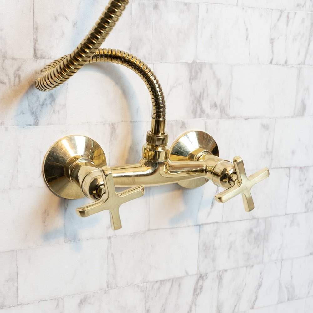 Solid Brass Shower System With Handheld Shower