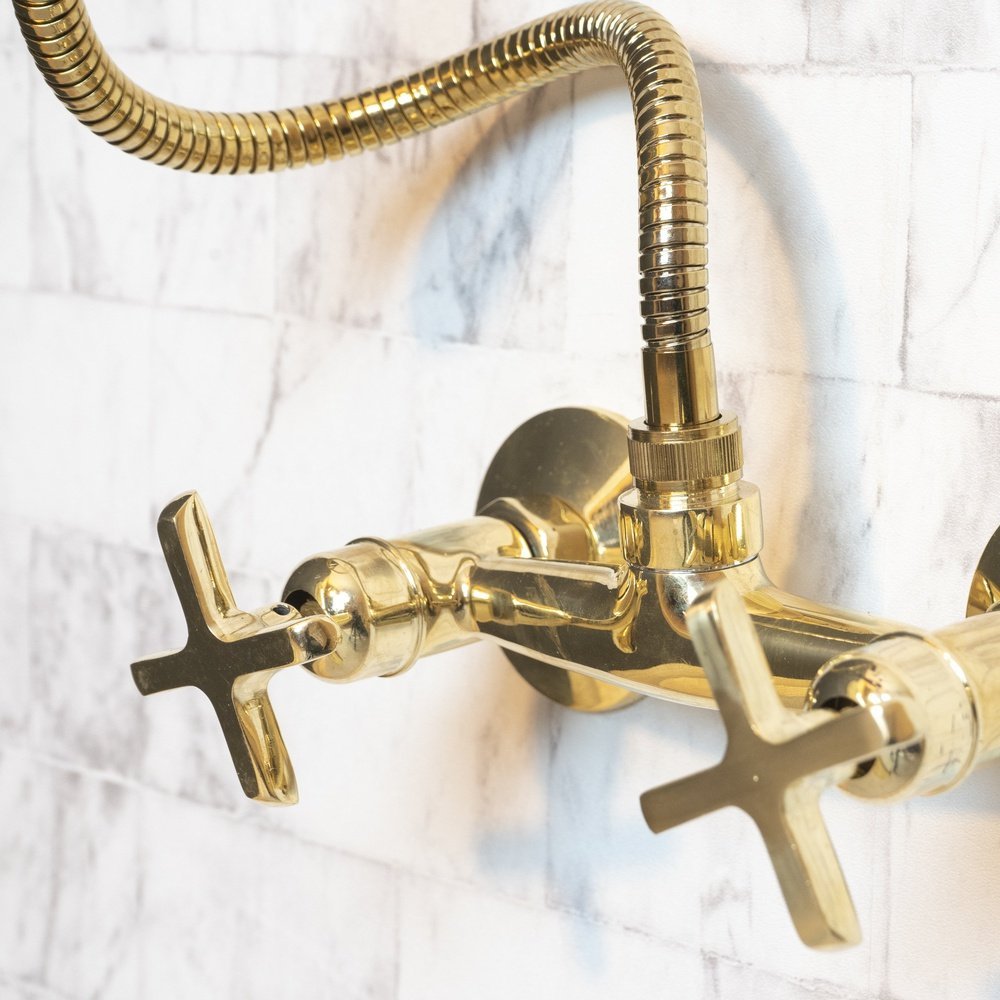 Solid Brass Shower System With Handheld Shower