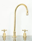 The Bell Widespread Unlacquered Brass Kitchen Faucet