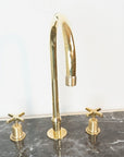 The Bell Widespread Unlacquered Brass Kitchen Faucet