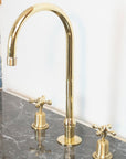 The Bell Widespread Unlacquered Brass Kitchen Faucet