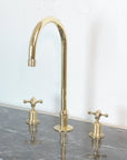 The Bell Widespread Unlacquered Brass Kitchen Faucet