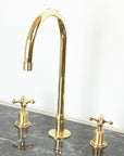 The Bell Widespread Unlacquered Brass Kitchen Faucet