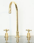 The Bell Widespread Unlacquered Brass Kitchen Faucet