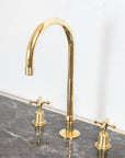 The Bell Widespread Unlacquered Brass Kitchen Faucet