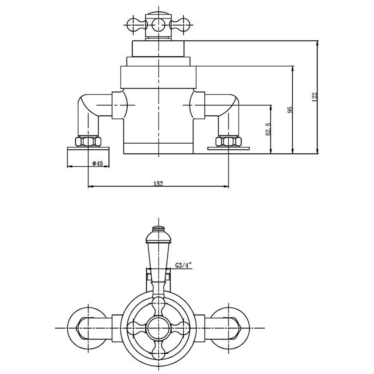 Traditional Dual Control Exposed Thermostatic Shower Set