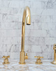 Unlacquered Brass 4 Holes Bathroom Faucet With Diverter