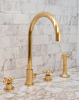 Unlacquered Brass 4 Holes Bathroom Faucet With Diverter