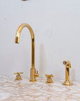 Unlacquered Brass 4 Holes Bathroom Faucet With Diverter