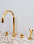 Unlacquered Brass 4 Holes Bathroom Faucet With Diverter