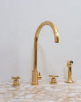 Unlacquered Brass 4 Holes Bathroom Faucet With Diverter