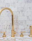 Unlacquered Brass 4 Holes Bathroom Faucet With Diverter