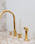 Unlacquered Brass 4 Holes Bathroom Faucet With Diverter