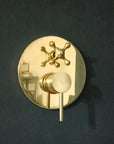 Unlacquered Brass Concealed Shower with cross handle